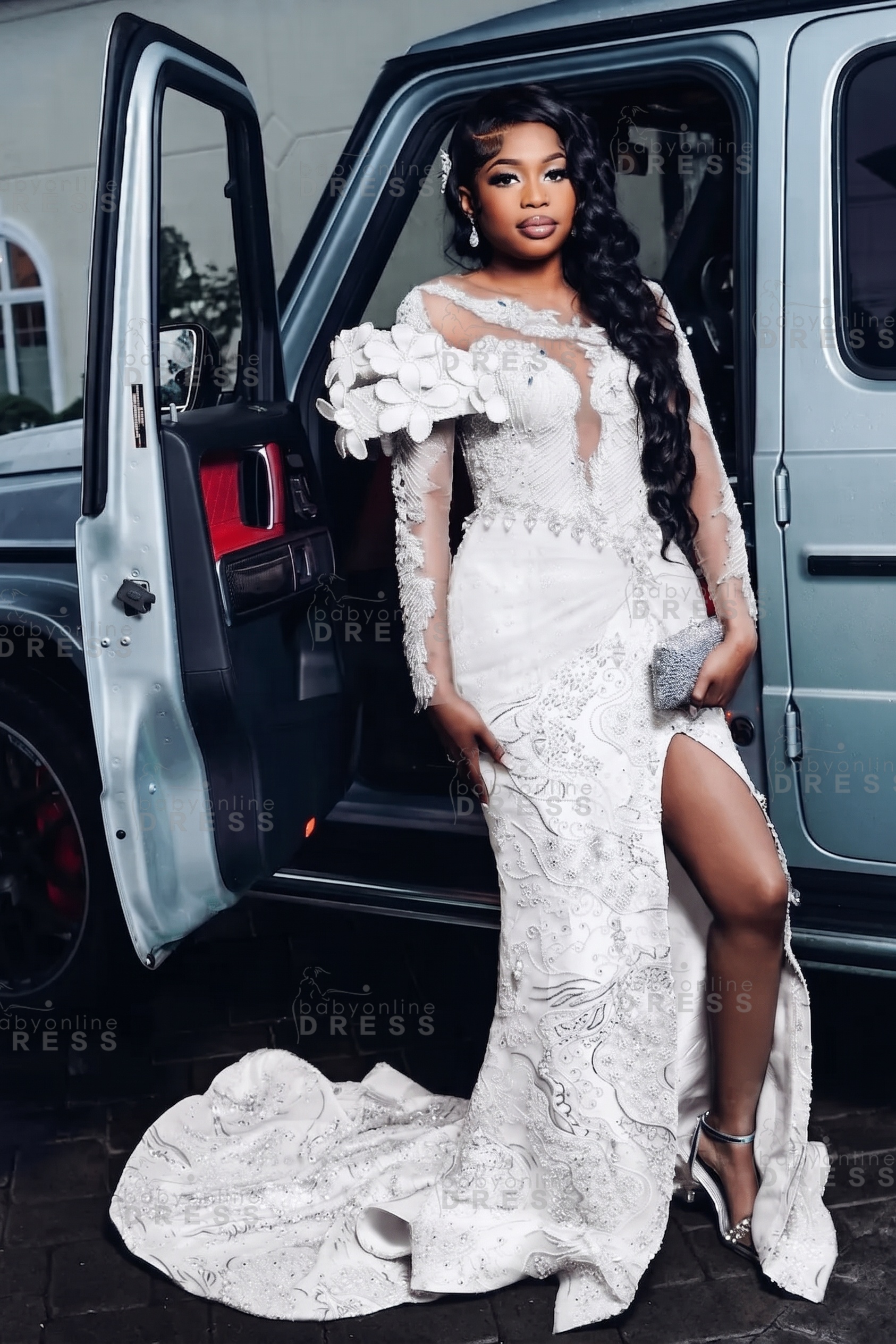 Luxury Long Sleeves Beadings Mermaid Prom Dress with Appliques