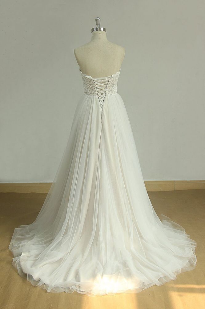 Sweetheart Lace Empire Simple Chiffon Bridal Gowns