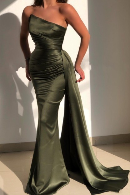 One shoulder mermaid one shoulder prom dress with half shawl