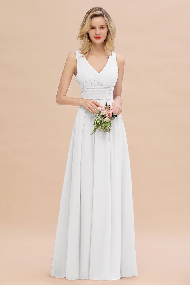 Elegant V-Neck Ruffles Bridesmaid Dress On Sale | Sexy Long Evening Dresses