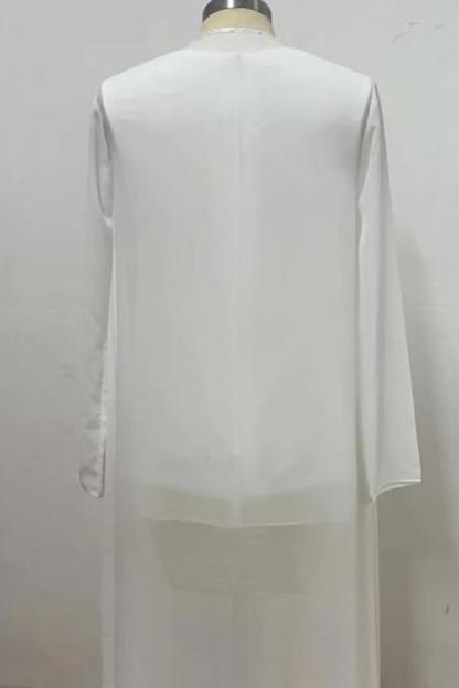 Elegant 3 Piece Jewel Neck Floor Length Chiffon Long Sleeves Jumpsuit Mother of the Bride Dresses