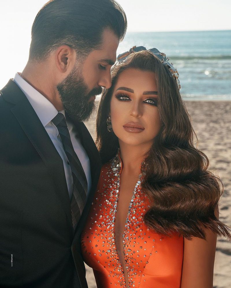 Sexy Deep V-Neck Crystals Satin Mermaid Prom Dress with Sweep Train Side Slit