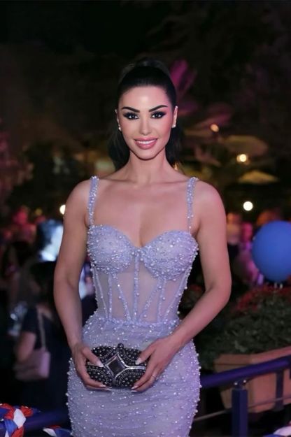 Sexy Spaghetti Straps Floor Length Beaded Satin Prom Party Dress