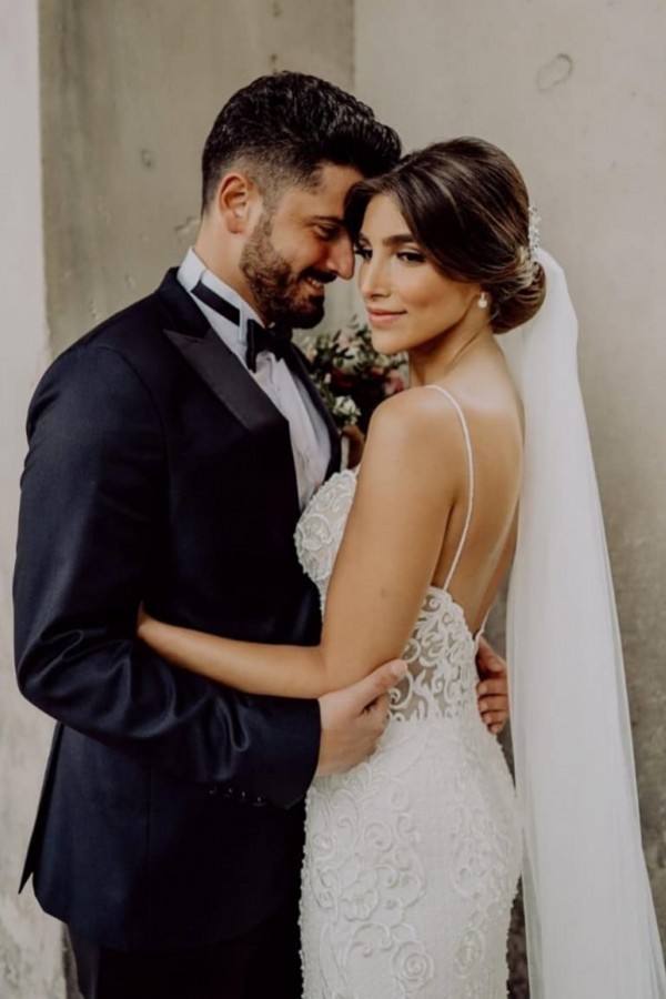 Simple chiffin bohomian white wedding dress