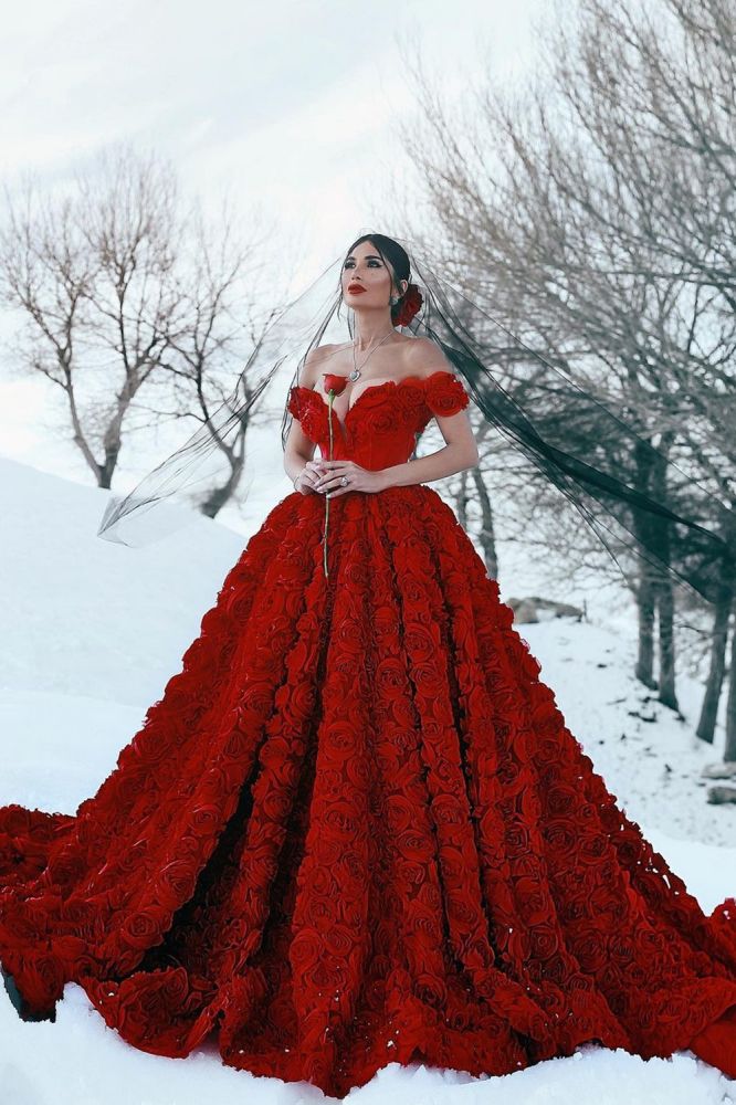 Off the Shoulder 3D Floral Printed Ball Gown for Girl Evening Maxi Gowns