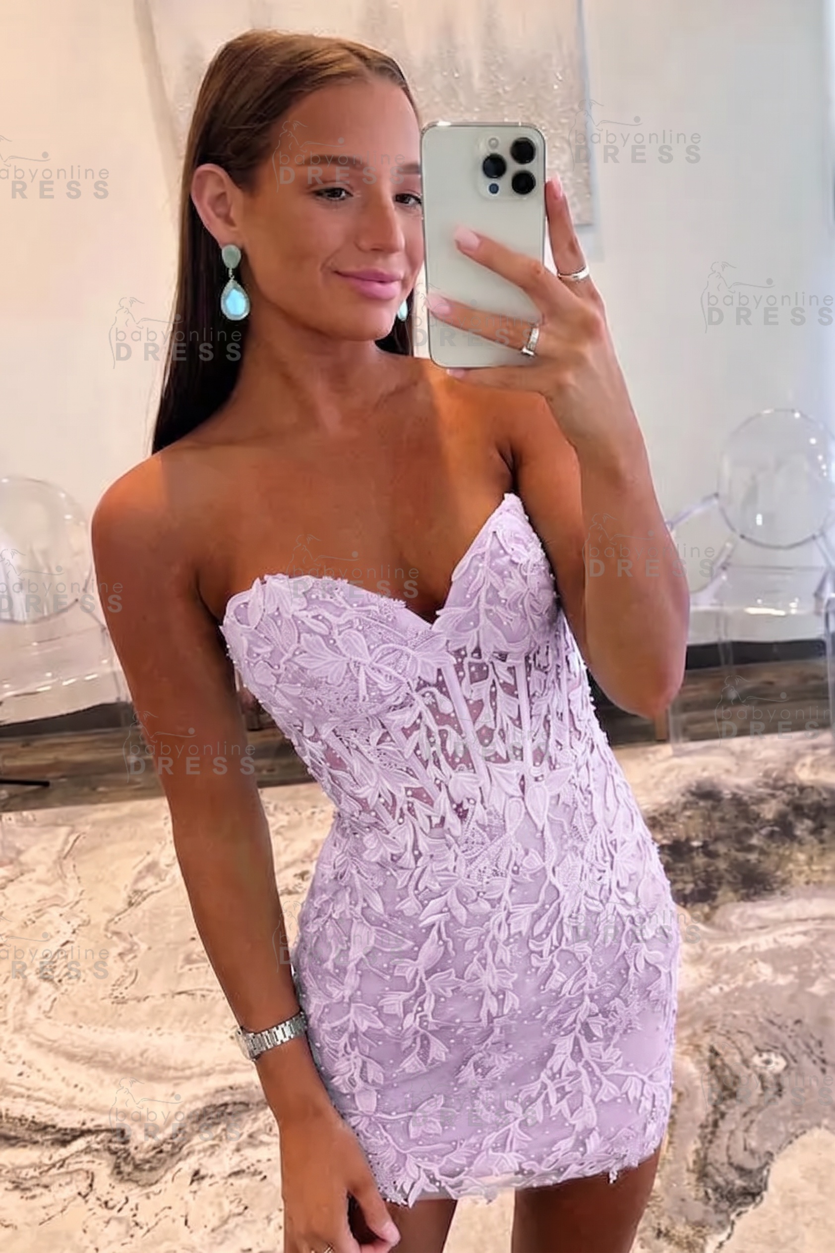 Sweetheart Mint Lace Homecoming Dress Short Party Dress Sleeveless
