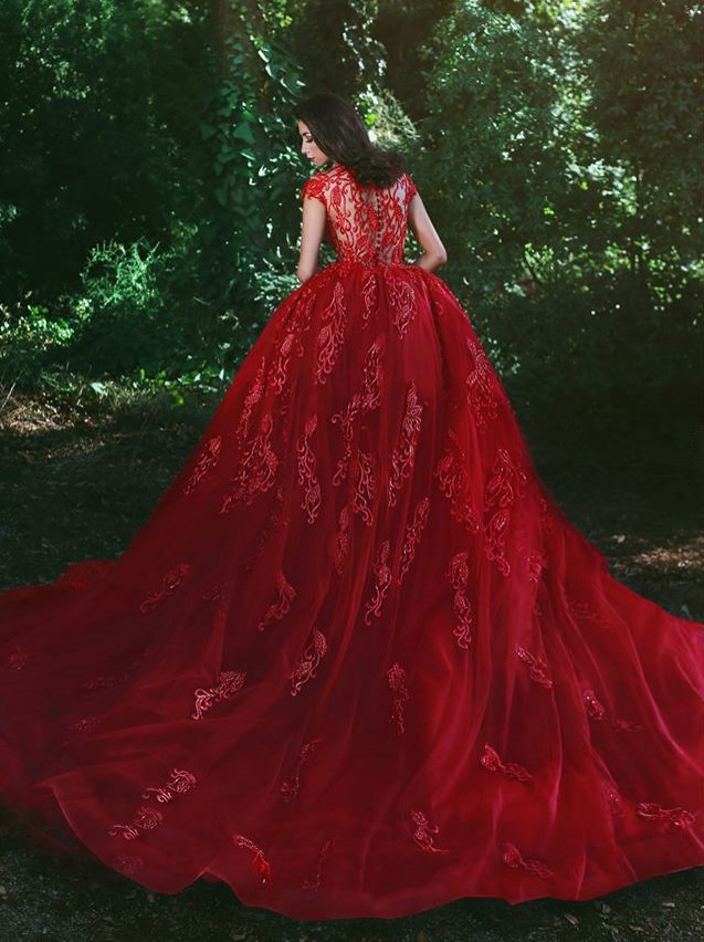 red applique prom dress Red Lace Applique Mermaid Prom Dresses Strapless Evening Dress 24040 Red / US0