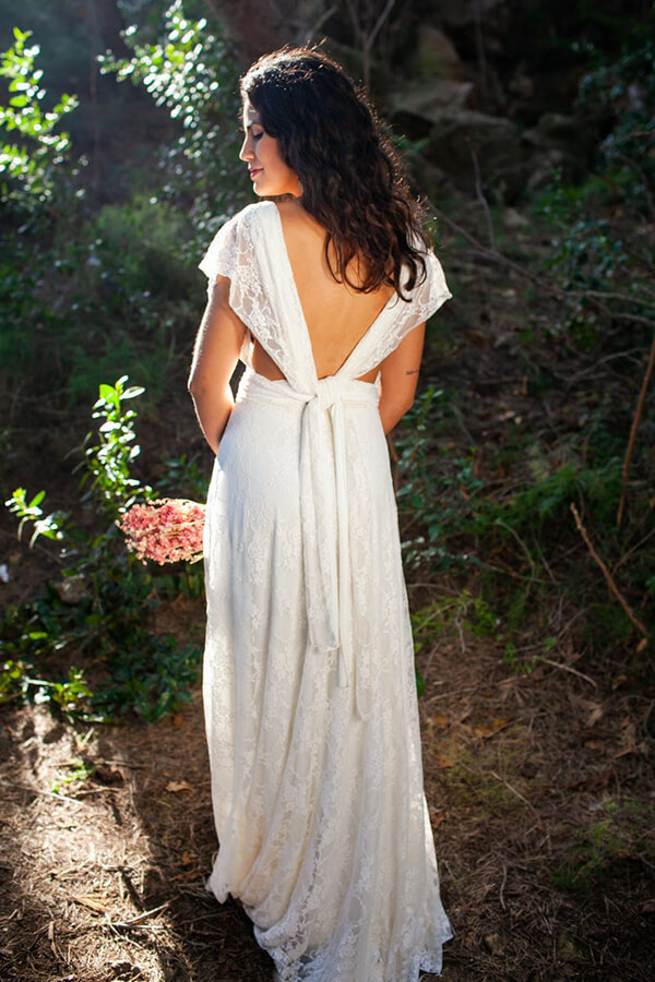 V-neck Chiffon V-neck Column Summer Wedding Dresses