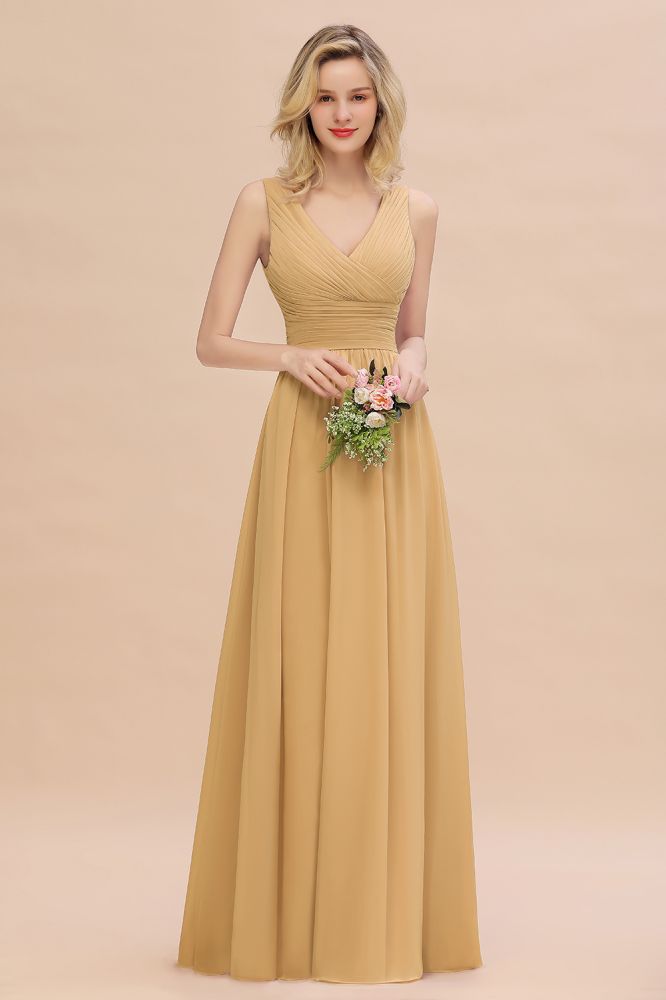 Elegant V-Neck Ruffles Bridesmaid Dress On Sale | Sexy Long Evening Dresses