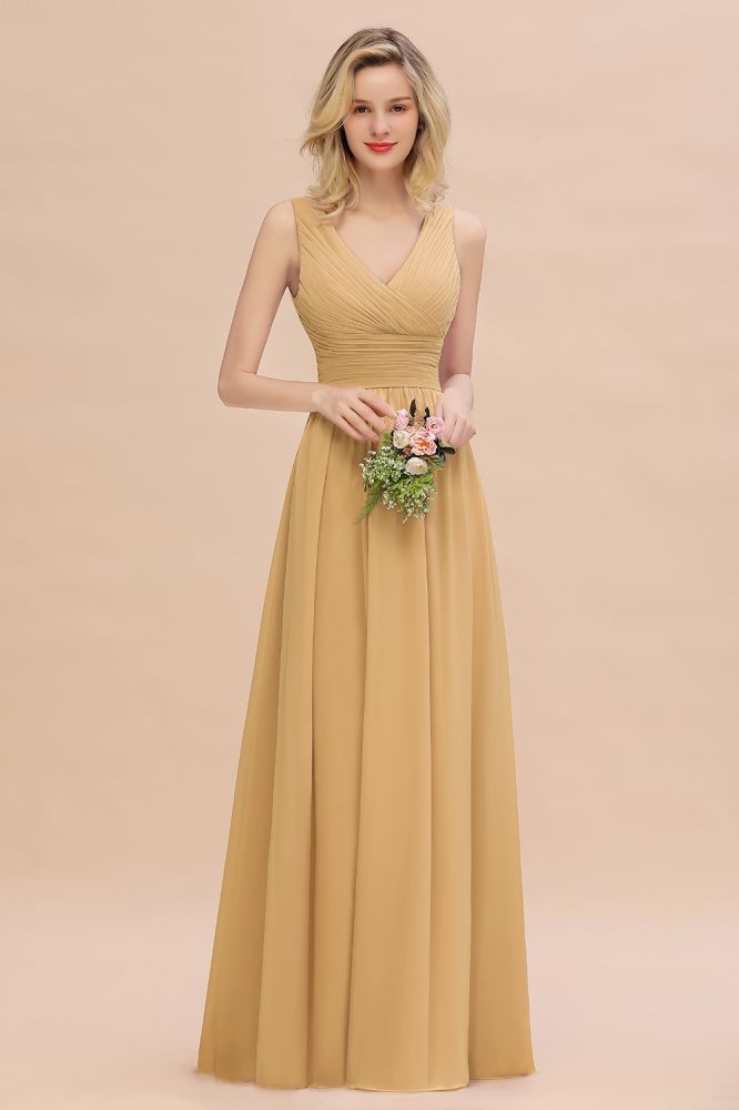 Elegant V-Neck Ruffles Bridesmaid Dress On Sale | Sexy Long Evening Dresses