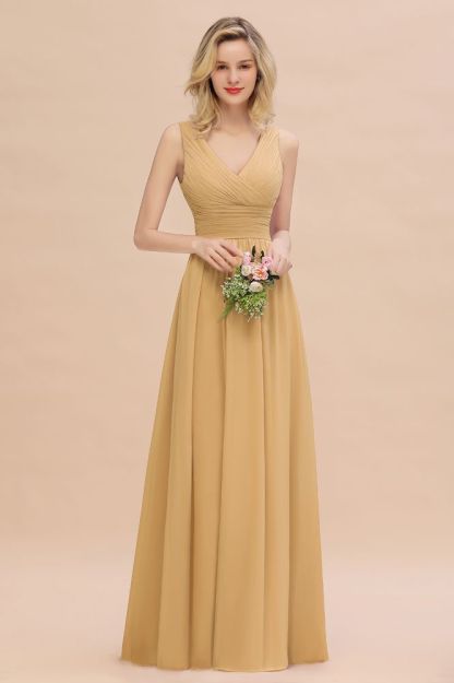 Elegant V-Neck Ruffles Bridesmaid Dress On Sale | Sexy Long Evening Dresses