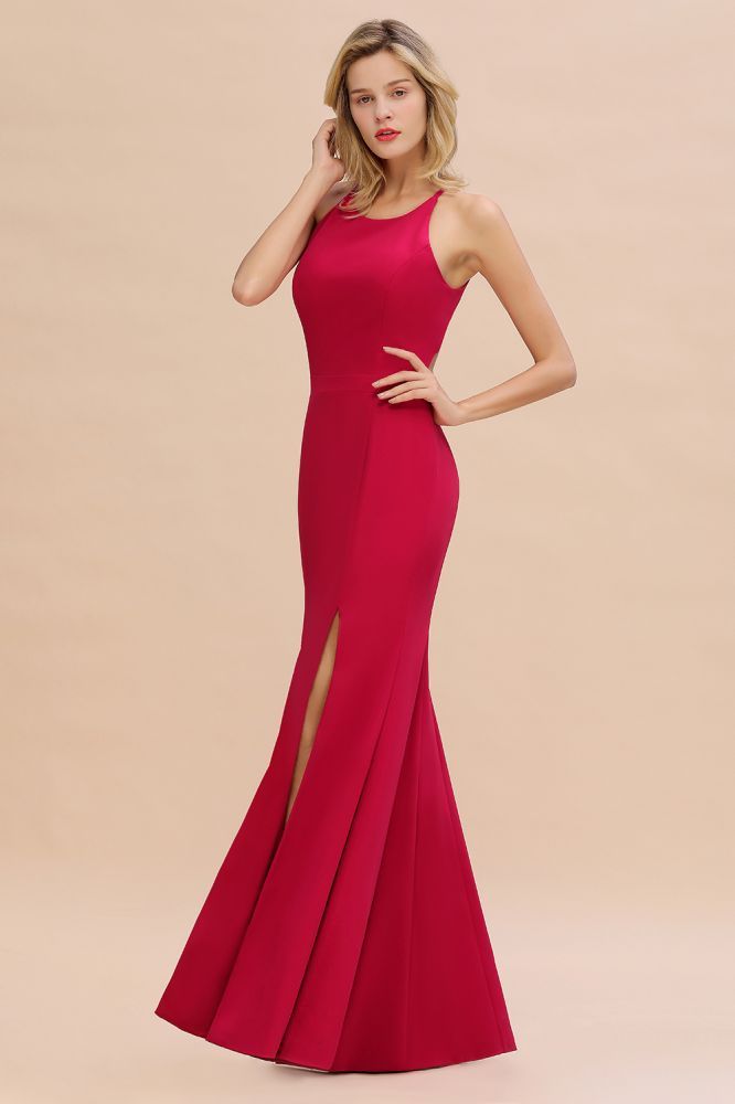 Sexy Halter Mermaid Evening Maxi Gown Side Slit Party Dress