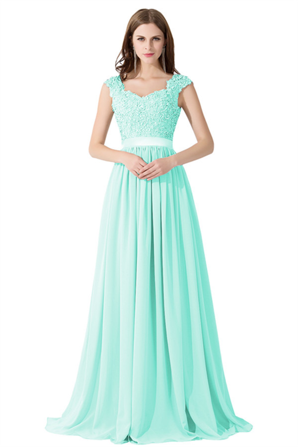 ADA | A-line V Neck Chiffon Bridesmaid Dress with Appliques