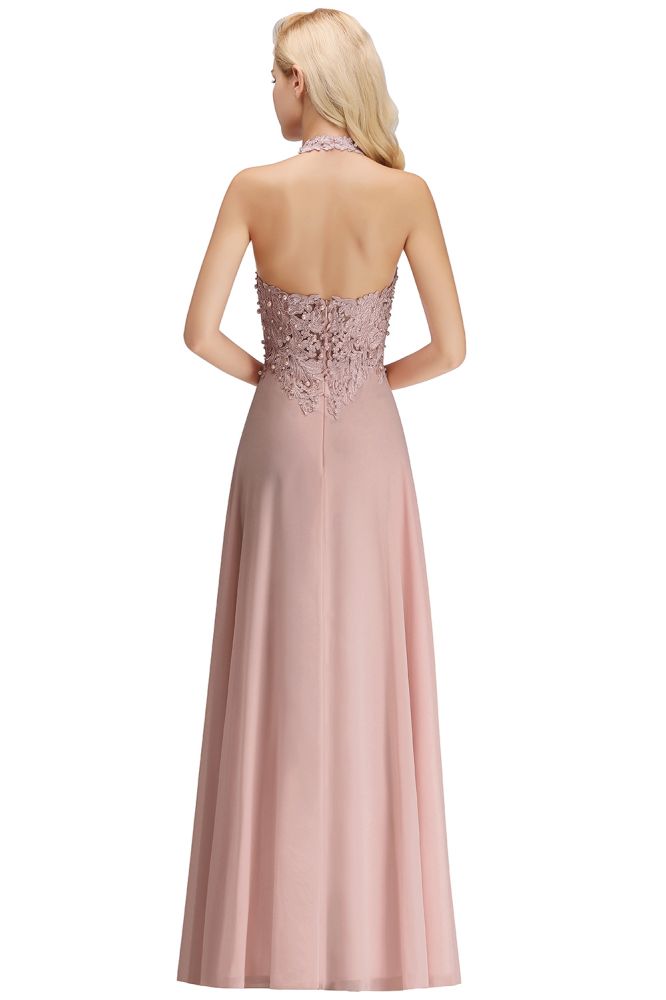 Sexy Halter Backless, Burgundy, Navy, Pink, Silver Sleeveless Princess Formal Dress