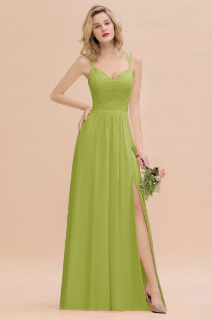 Sweetheart Aline Lace Party Dress Sleeveless Bridesmaid Dress with Side Slit