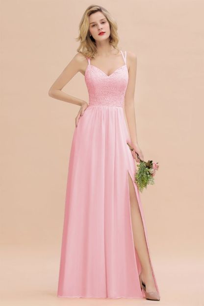 Sweetheart Aline Lace Party Dress Sleeveless Bridesmaid Dress with Side Slit