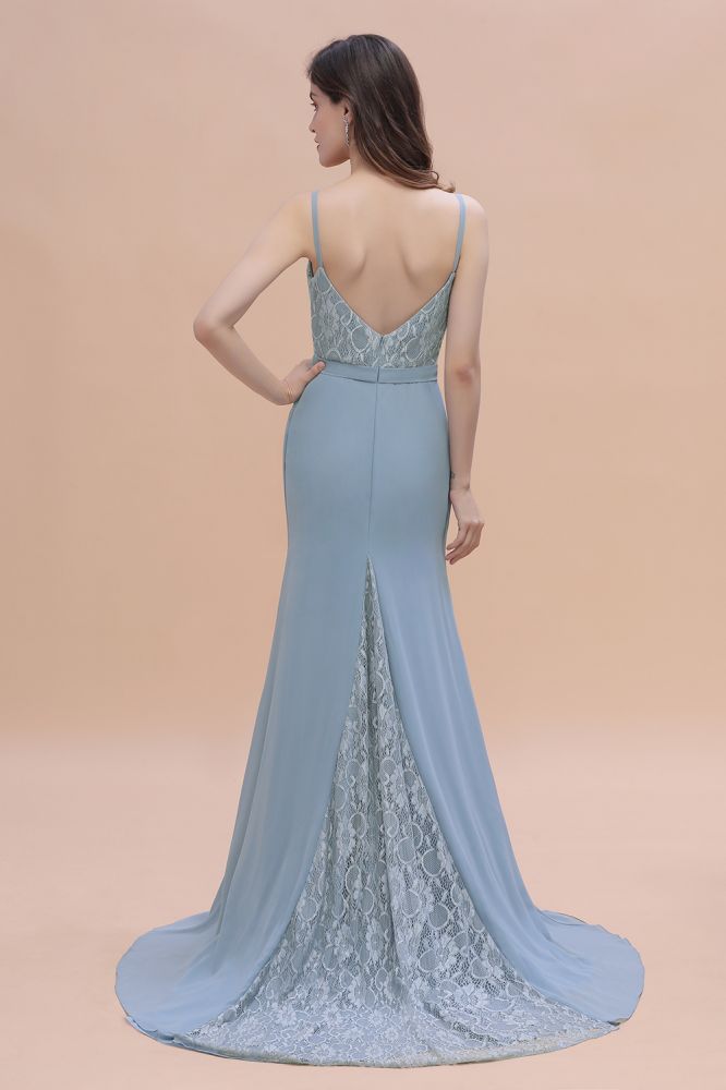 Stunning V-Neck Lace Chiffon Mermaid Wedding Dress