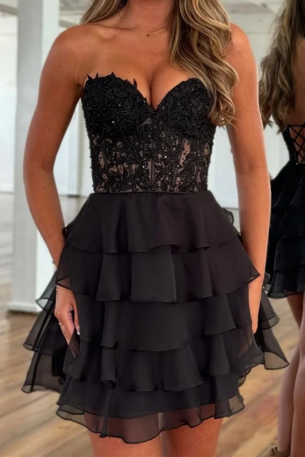 [Copy]Glitter Lilac Strapless Beaded Corset A-Line Short Homecoming Dress