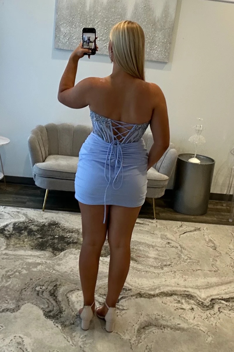 Purple Sweetheart Beaded Corset Lace-up Short Homecoming Dress