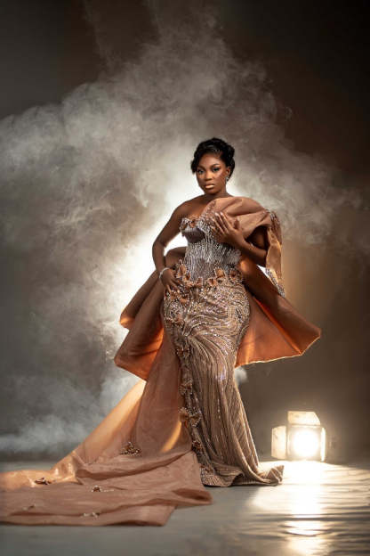 Luxury Beadings Mermaid Evening Dress Satin Prom Dress Long with Train