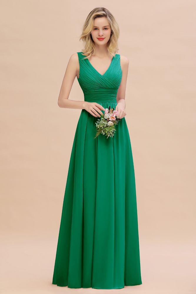 Elegant V-Neck Ruffles Bridesmaid Dress On Sale | Sexy Long Evening Dresses