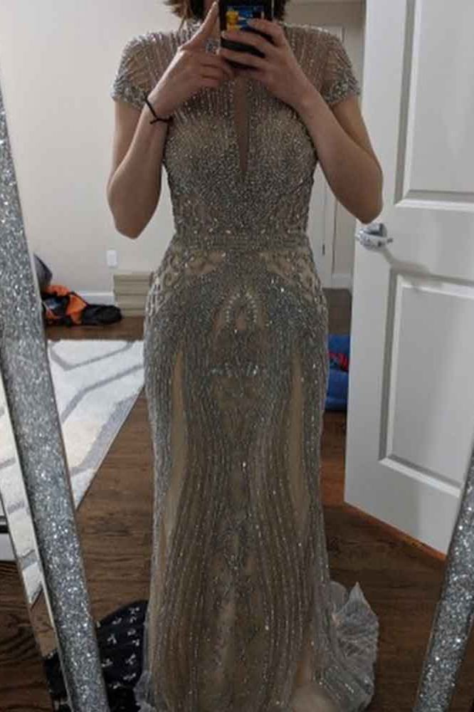Luxury Mermaid Halter Rhinestones Prom Dress with Tassel | Sparkle Formal Evening Dresses