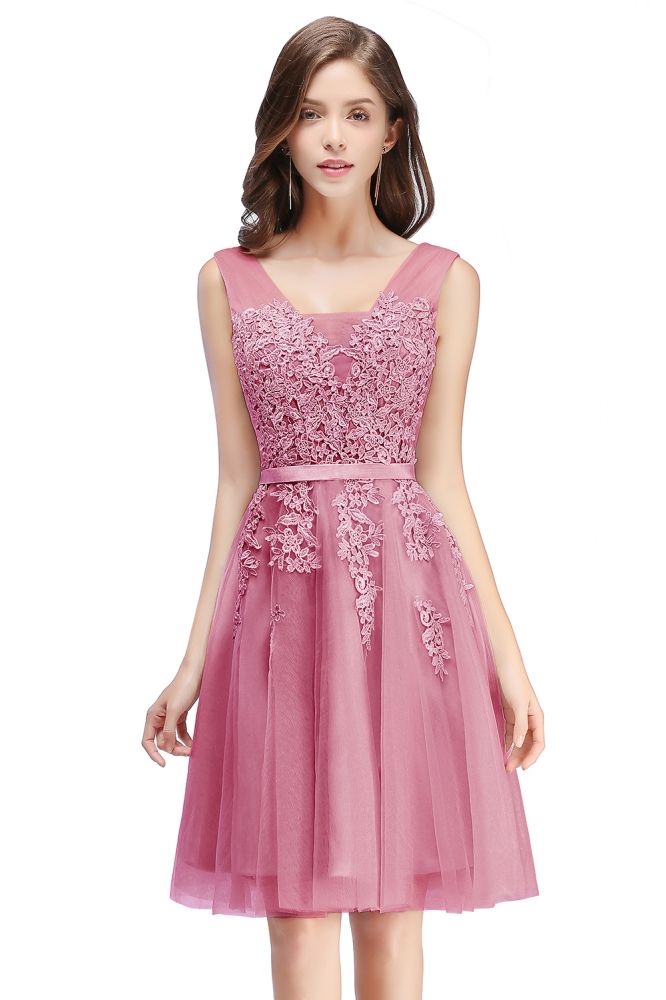 ADDILYNN | A-line Knee-length Tulle Prom Dress with Appliques