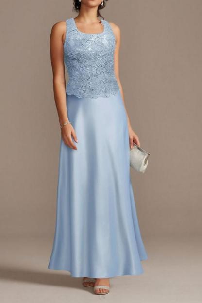 Long sleeves Sky blue Column Long Mother of the bride Dress