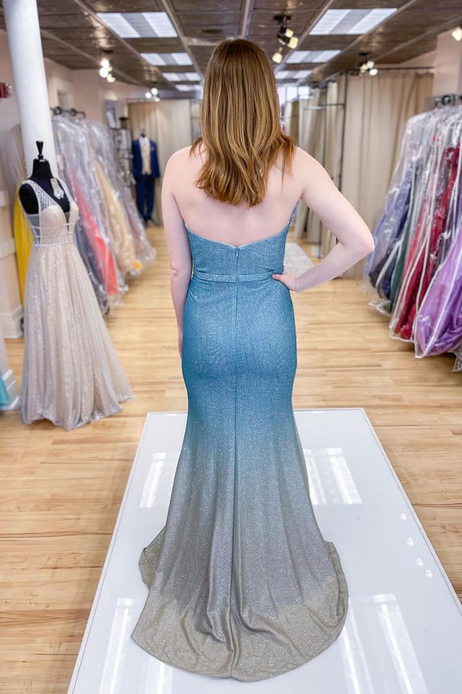 Sweetheart dusty blue pleats bridesmaid dress