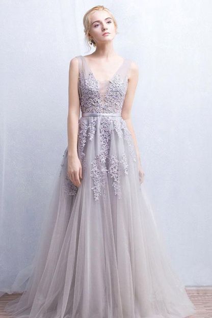 ADDYSON | A-line Floor-length Tulle Bridesmaid Dress with Appliques