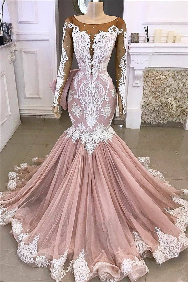 Lace Mermaid Appliques Formal Gowns | Exquisite Evening Dresses