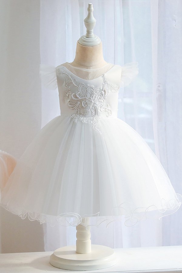 Pink sleeveless vneck a-line puffy princess flower gril dress