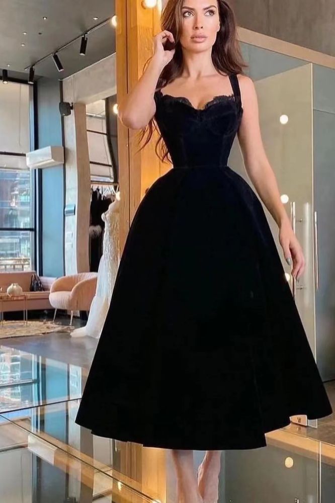 Sweetheart Black A-line Ankle Length Homecoming Dresses