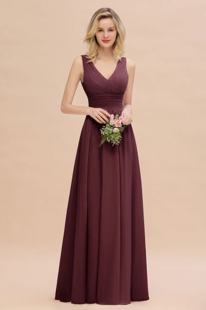 Elegant V-Neck Ruffles Bridesmaid Dress On Sale | Sexy Long Evening Dresses