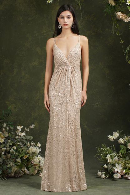 Black Sparkly Spaghetti Strap Sleeveless Long Meramid Sequins Prom Dress