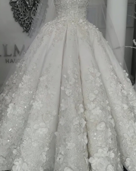 2021 Luxury Sleeveless Crystal Wedding Dresses | Sheer Tulle Flowers Bridal Gowns with Beading BC0708-Babyonlinewholesale