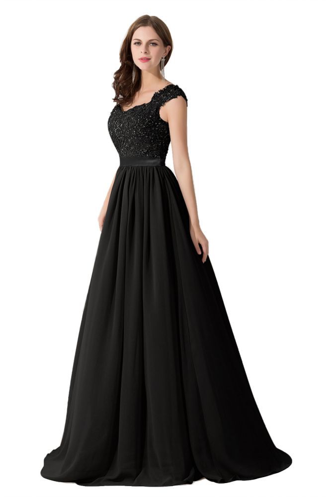 ADA | A-line V Neck Chiffon Bridesmaid Dress with Appliques