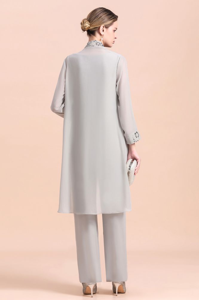 Silver Floral Lace Appliques Jumpsuit Mother of the Bride Dress