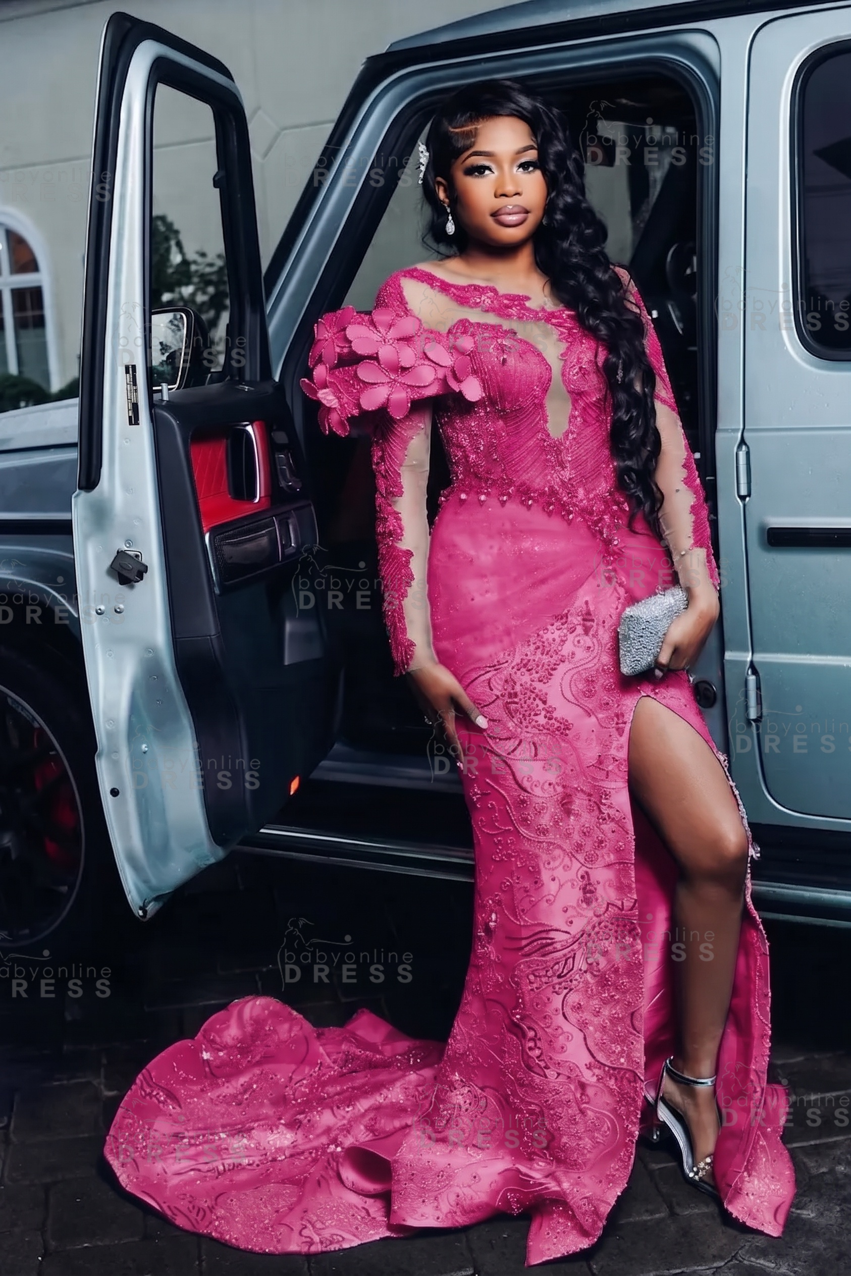 Luxury Long Sleeves Beadings Mermaid Prom Dress with Appliques