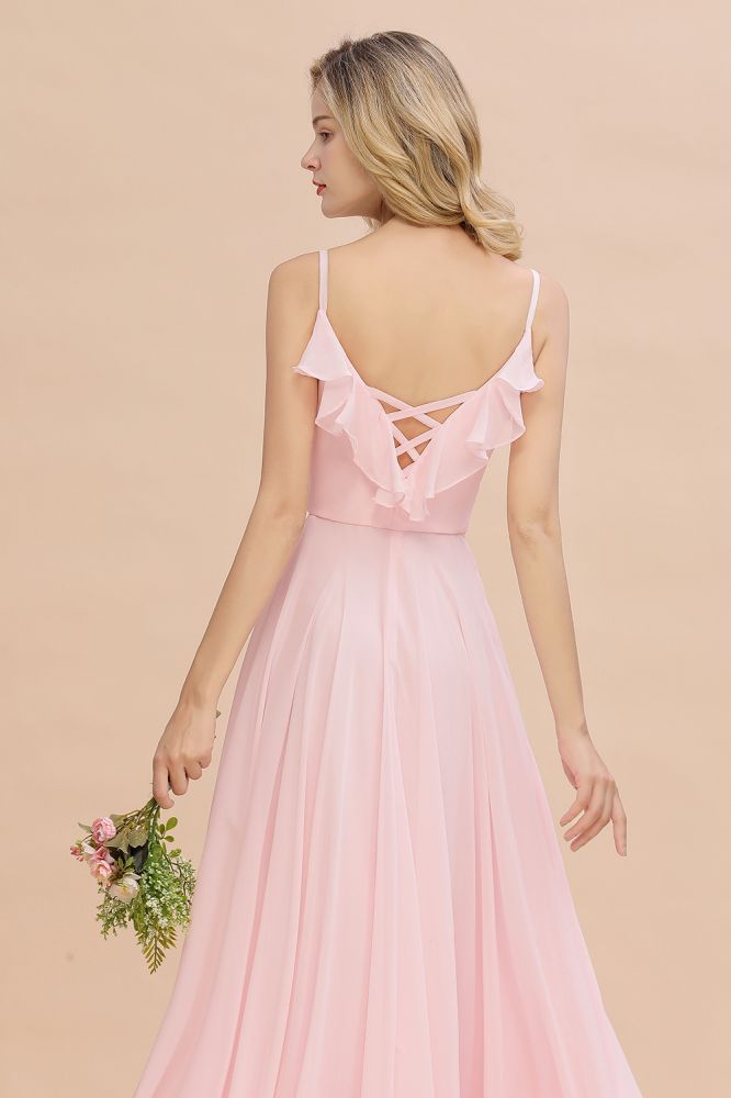 Cynthia | Stylish Straps V Neck Long Bridesmaid Dress Online