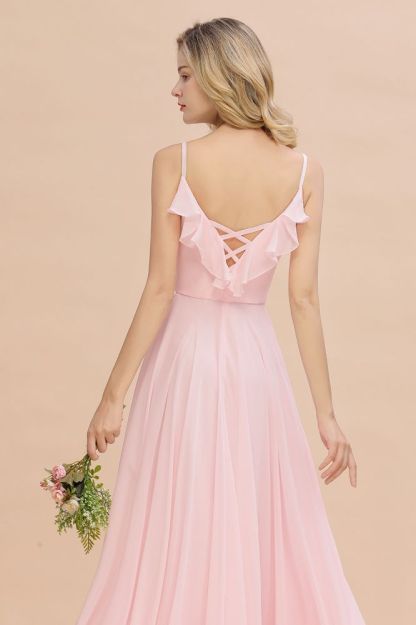 Cynthia | Stylish Straps V Neck Long Bridesmaid Dress Online