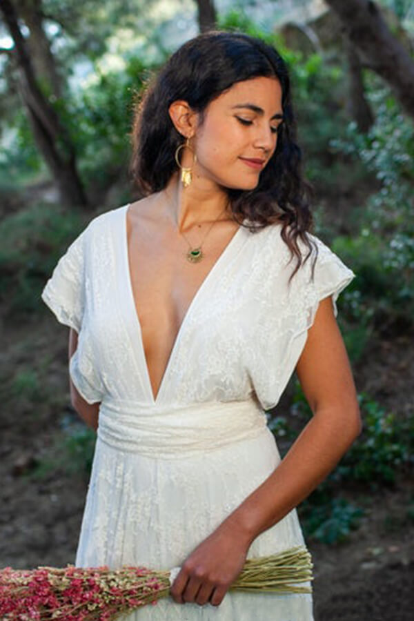 V-neck Chiffon V-neck Column Summer Wedding Dresses