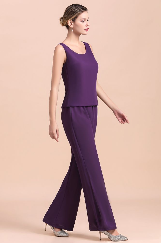 Purple Sleeveless Mother of Maid Dress Jumpsuit with Jacket