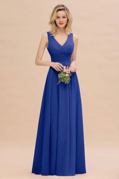 Elegant V-Neck Ruffles Bridesmaid Dress On Sale | Sexy Long Evening Dresses