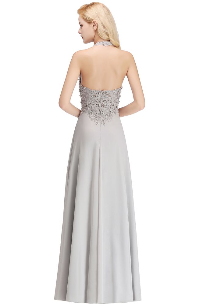 Sexy Halter Backless, Burgundy, Navy, Pink, Silver Sleeveless Princess Formal Dress