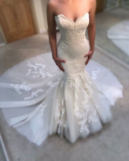 Sweetheart Mermaid Wedding Dress Online | Sexy Strapless Lace Bridal Gowns