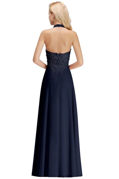 Sexy Halter Backless, Burgundy, Navy, Pink, Silver Sleeveless Princess Formal Dress