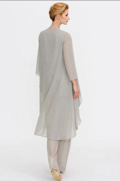 Chiffon Scoop Neck Mother of the Bride Dress JumpSuit Wedding Guest Wear for Women