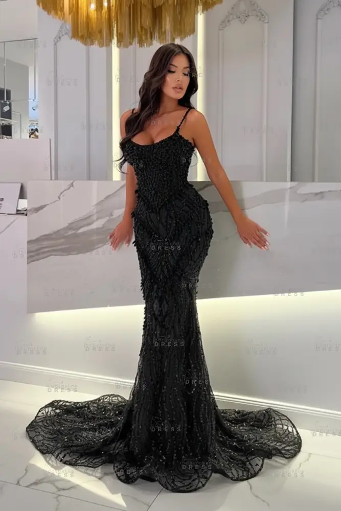 Strapless Mermaid Ivory Court Train Pearls Prom Dresses
