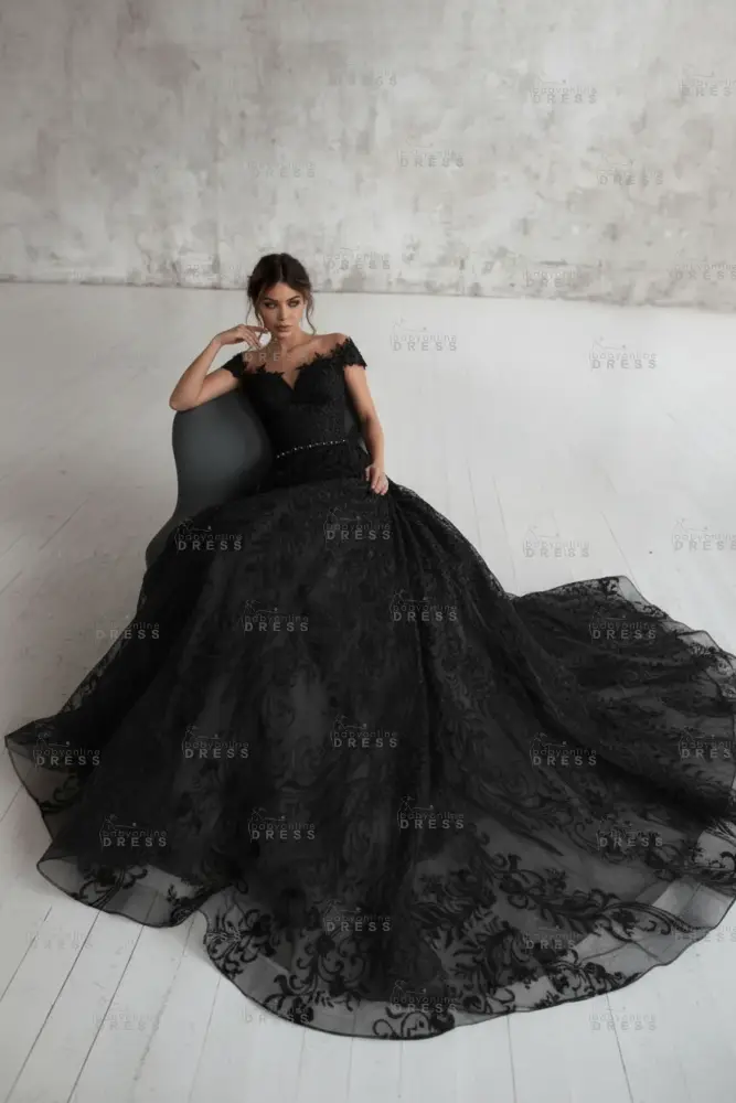 Chic Off Shoulder Floral Slim A-line Wedding Dress